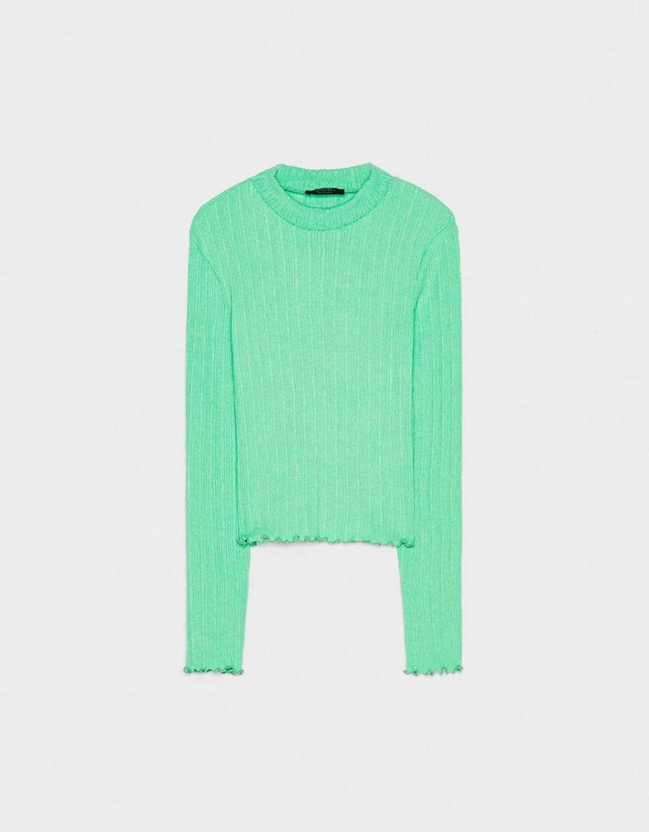 Jersey verde flúor de Bershka (precio: 12,99 euros)