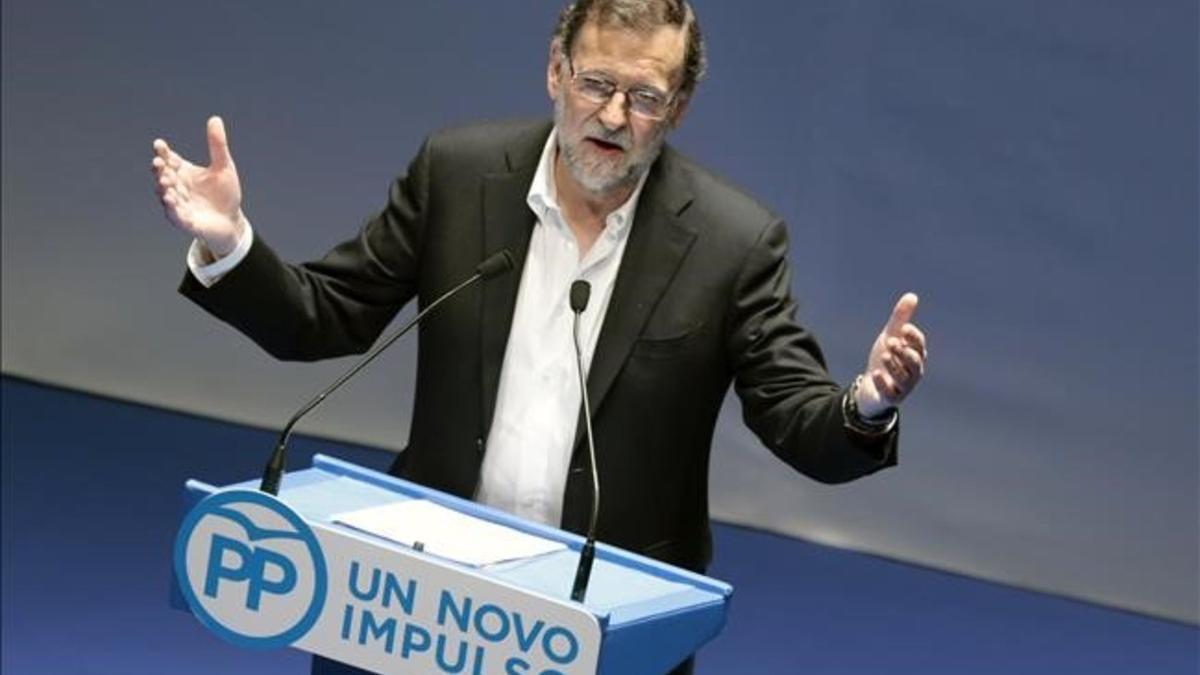 Mariano Rajoy interviene en la clausura del congreso provincial del PP de Pontevedra.