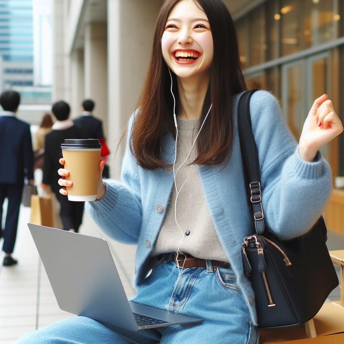 Una joven feliz tras dejar su trabajo