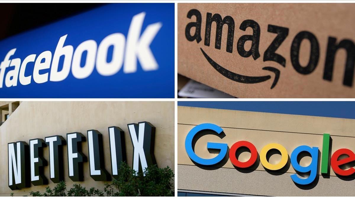 Los logos de Facebook, Amazon, Netflix y Google