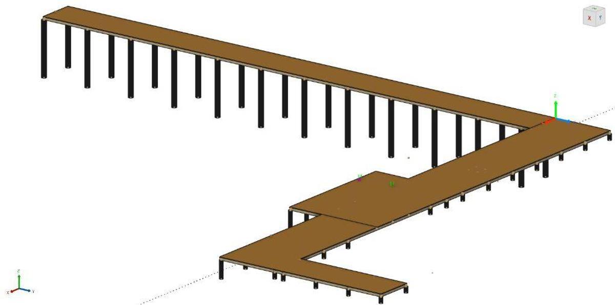 Detalle del muelle con pilotes de Astilleros Nereo, la propuesta de la Universidad Politécnica de Madrid.