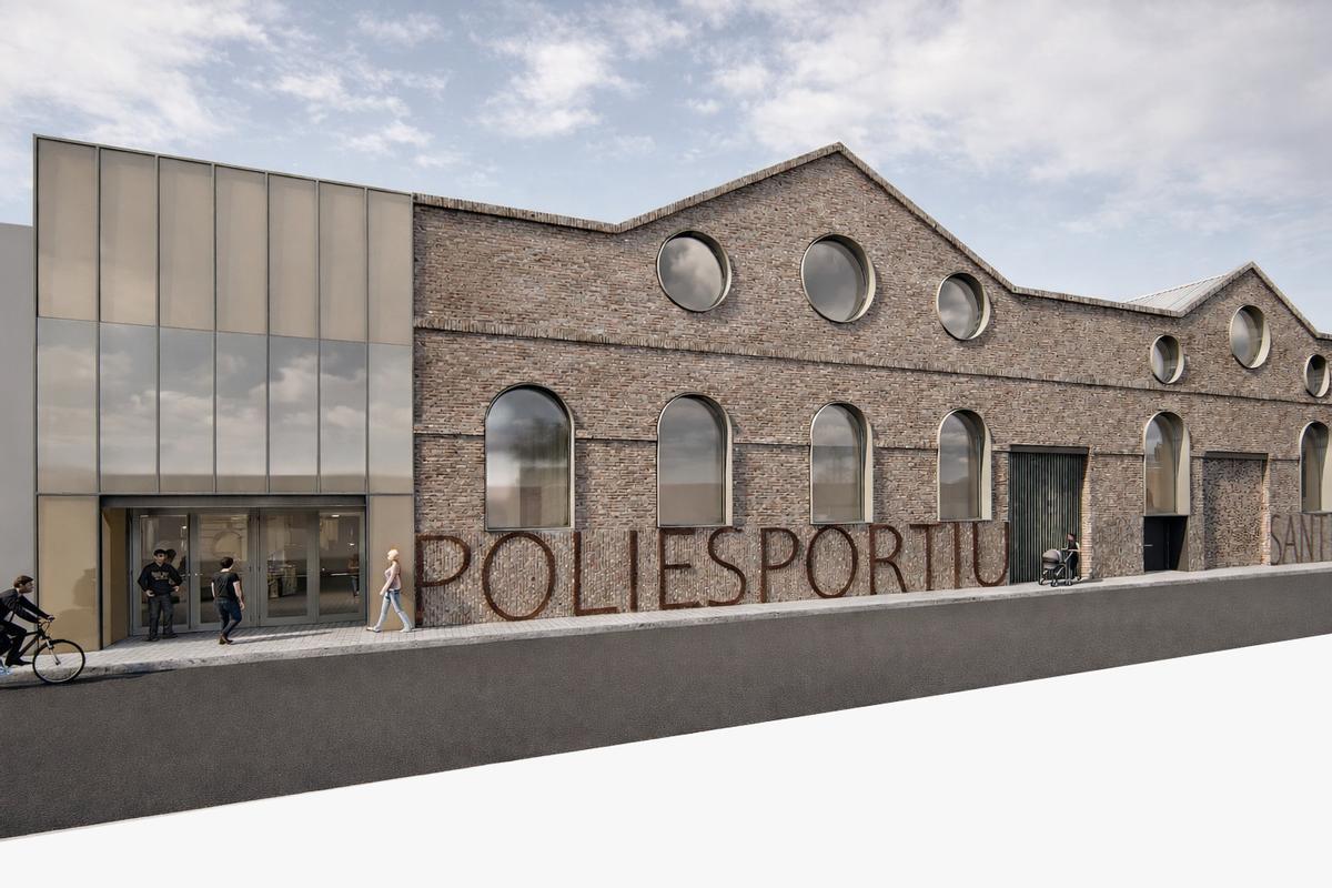 Recreación exterior del futuro aspecto del Polideportivo Sant Blai tras la reforma.