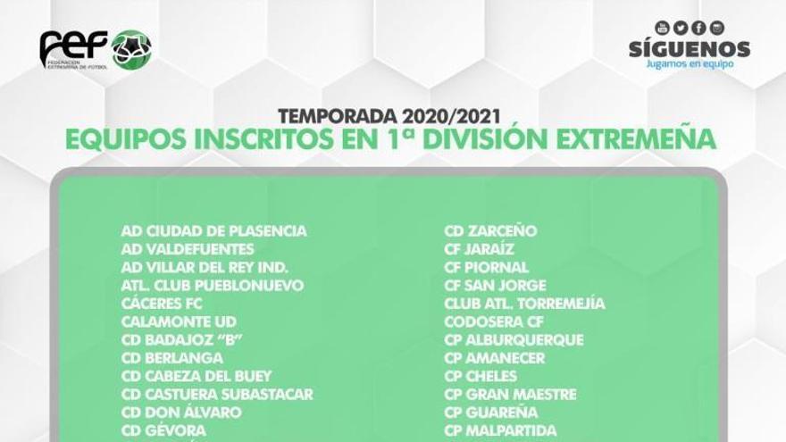 Cinco grupos con 10 equipos cada uno en la Primera extremeña