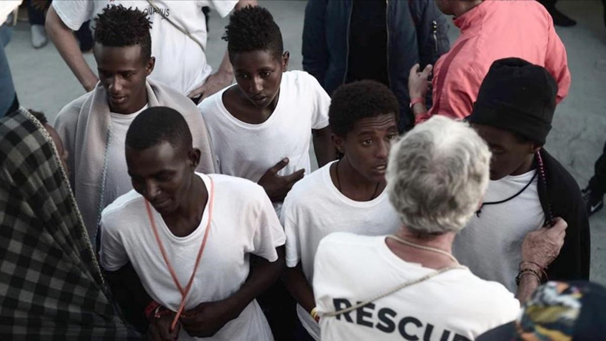 Inmigrantes a bordo del barco 'Aquarius'.