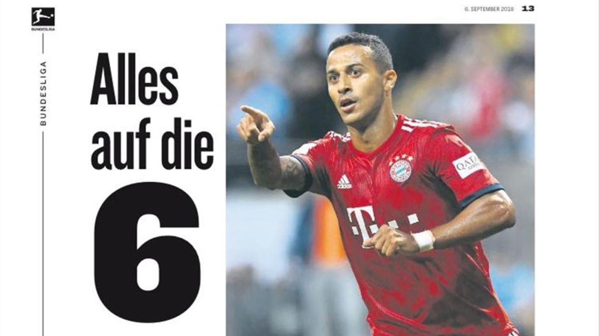 La revista Kicker destacó el papel de Thiago como el '6' del Bayern