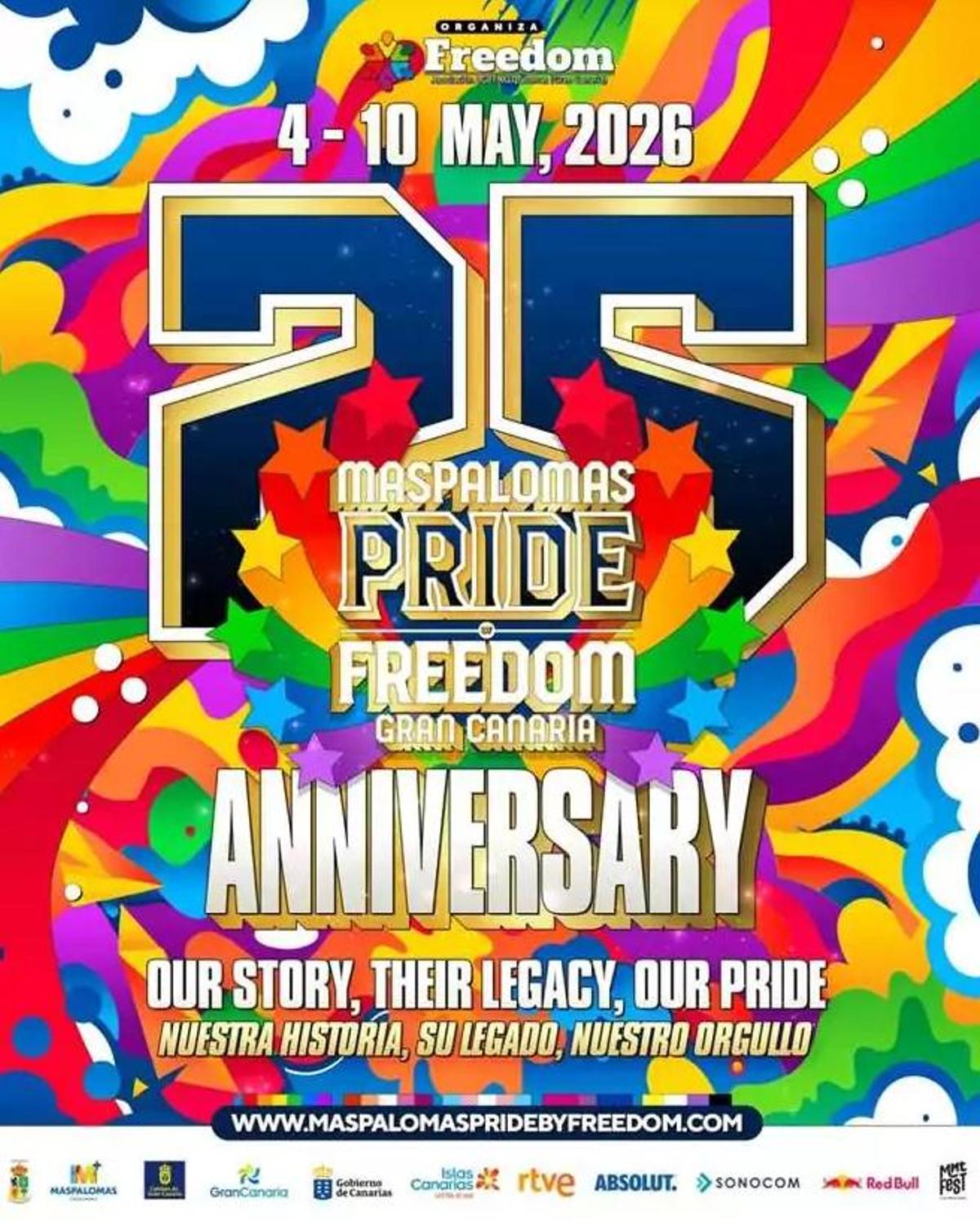 Maspalomas Pride 2026 celebra su 25º aniversario.