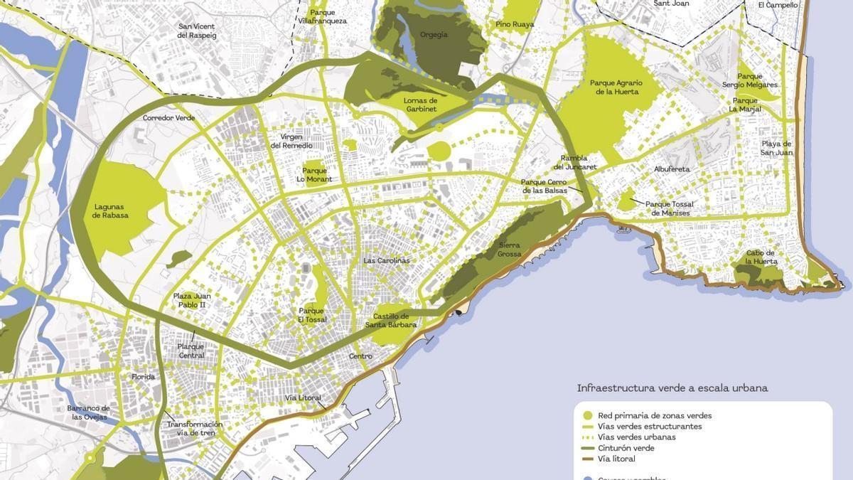 El Ayuntamiento de Alicante asegura que el futuro PGOU protegerá la mitad
de su territorio