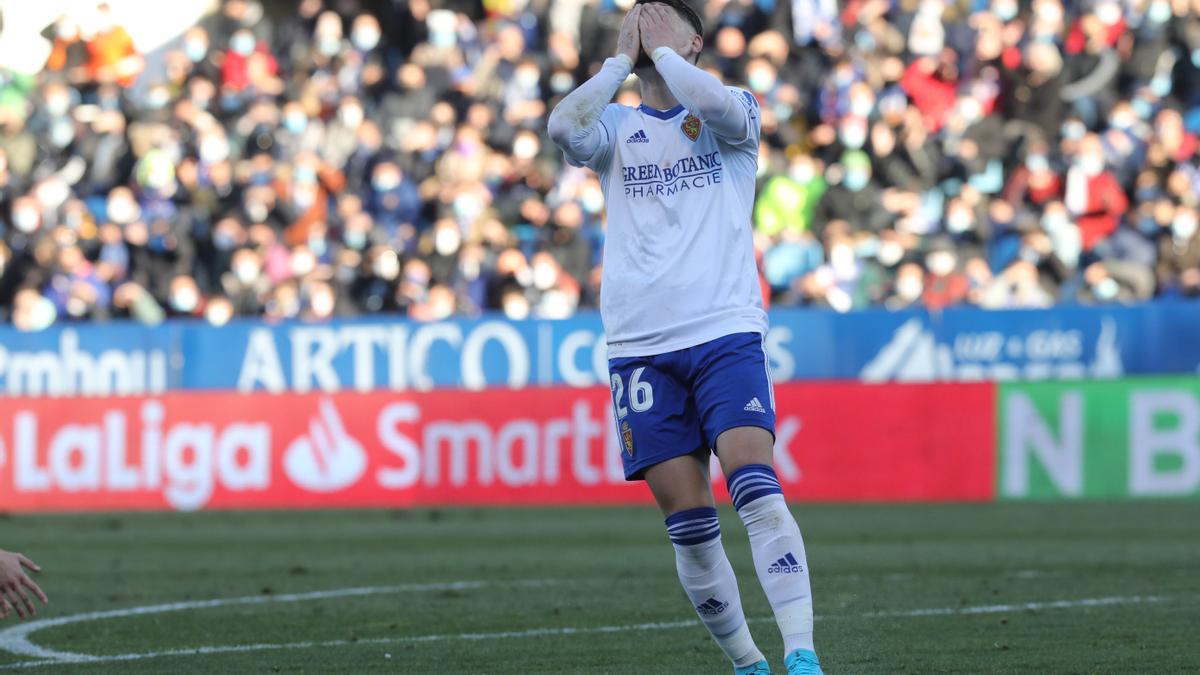 Borja Sainz se lamenta tras una ocasión de gol en el partido del pasado sábado ante el Valladolid.