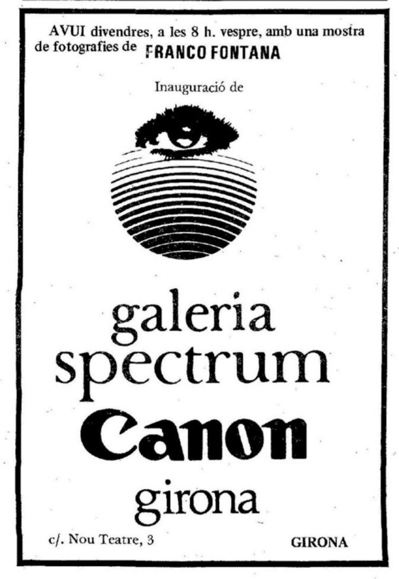 Cartell anunciador de la inauguració de la galeria i de la seva primera exposició, amb obres de Franco Fontana, l’octubre del 1980. |  