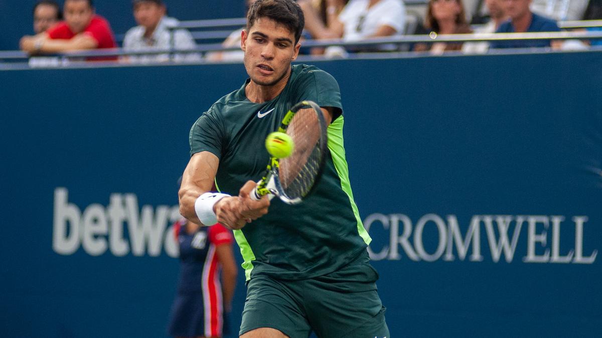 Carlos Alcaraz, en el partido de su estreno en el Masters 1.000 de Toronto