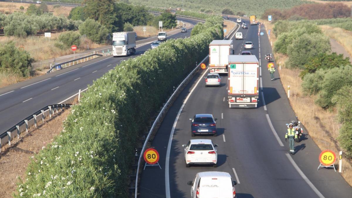 Un herido leve por el vuelco de un camión en la autovía