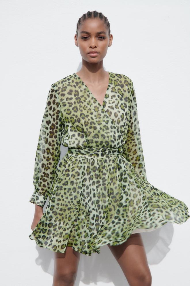 zara vestido animal print