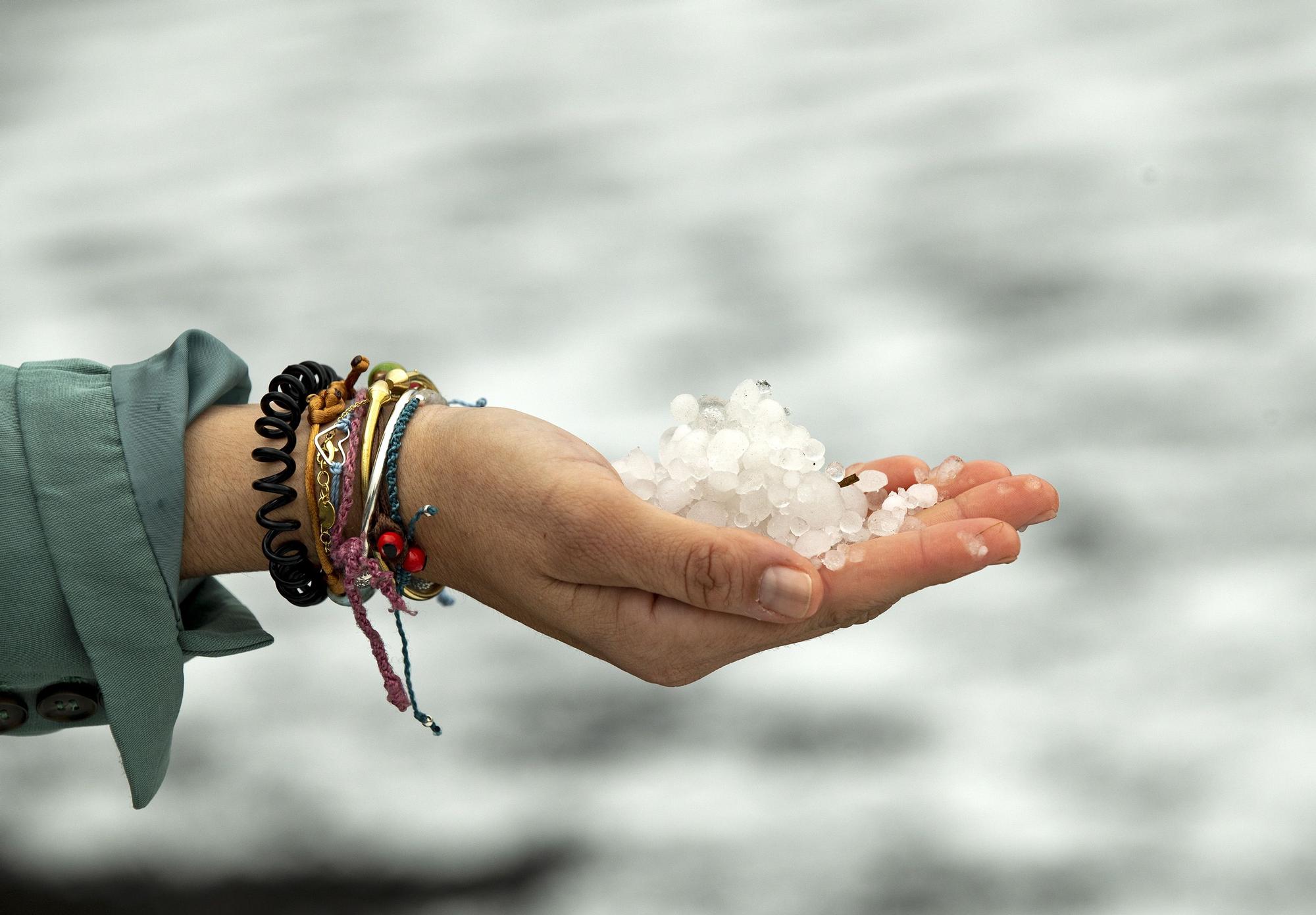 Temporal de lluvia y granizo en Lanzarote.