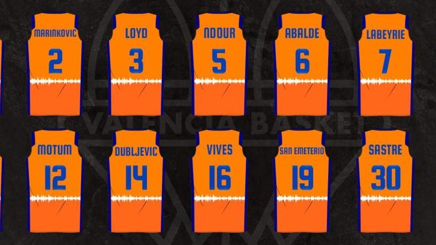 Dorsales primer equipo del Valencia Basket