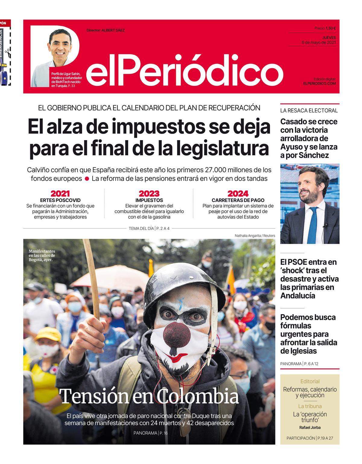 La portada d’EL PERIÓDICO del 6 de maig del 2021