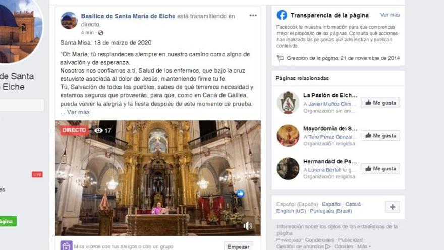 Coronavirus en Elche: Santa María pone en marcha las misas online