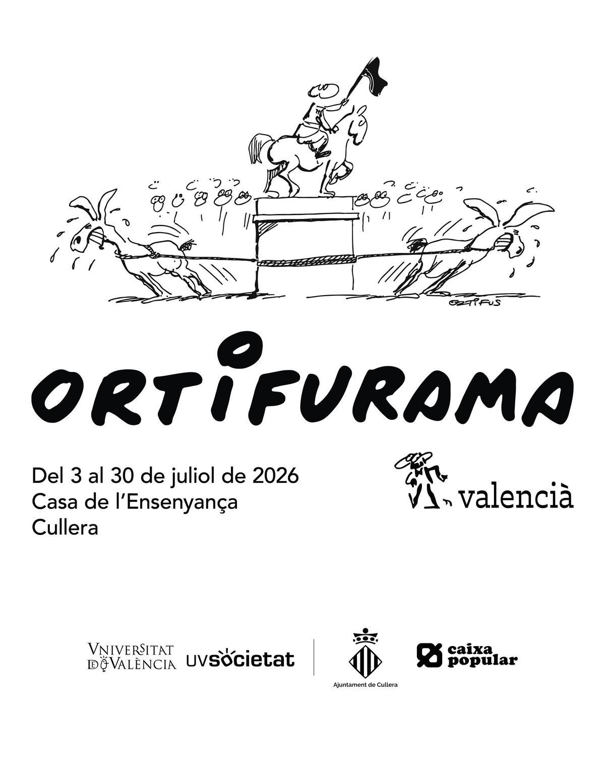 Viñeta de Ortifus que anuncia la exposición que abre sus puertas el próximo viernes 3 de julio.