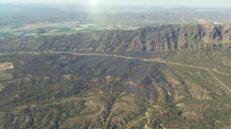 Imagen de la superficie calcinada de la Sierra del Molino.