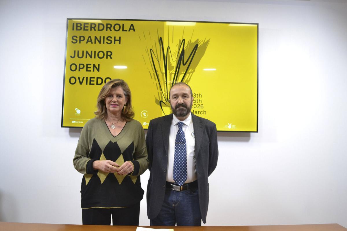 Concepción Méndez y Nicolás García durante la presentación del IBERDROLA Spanish Open 2026 esta mañana