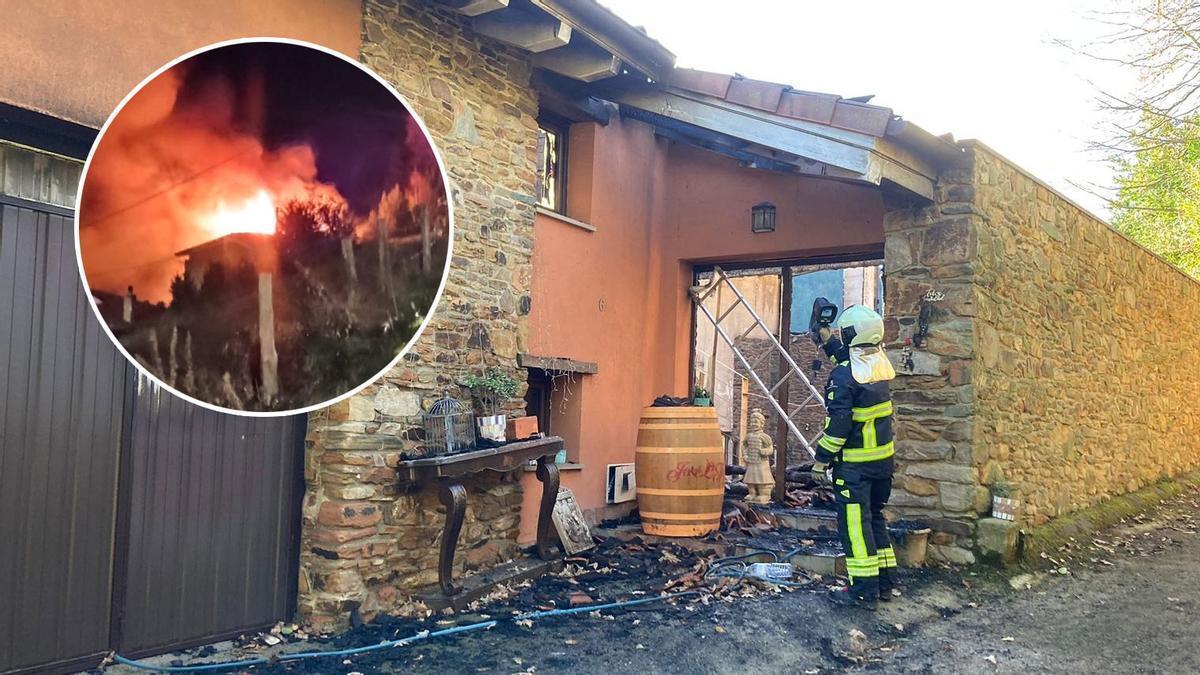 EN IMÁGENES: Los bomberos sofocan un incendio en una vivienda unifamiliar en Pravia