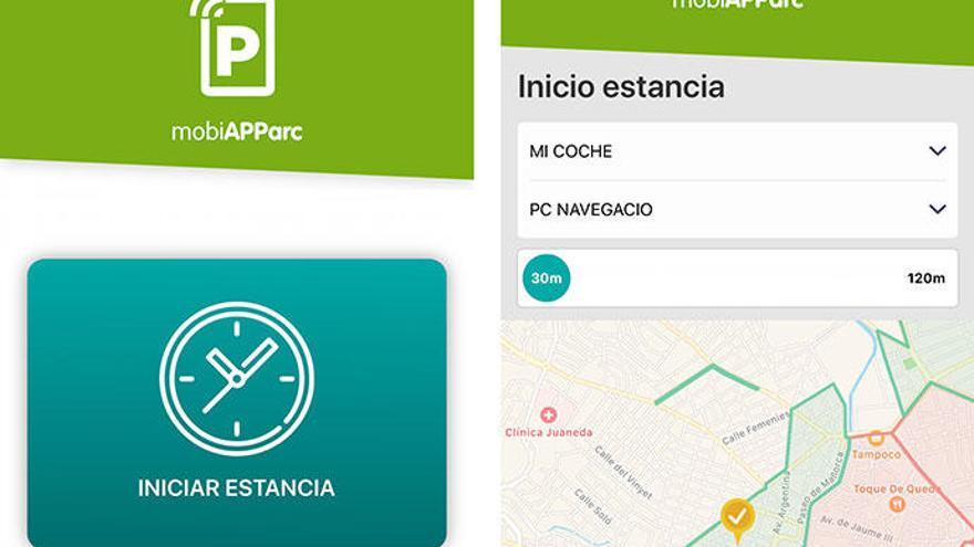 Die Benutzeroberfläche der Parkapp vom Rathaus von Palma de Mallorca.