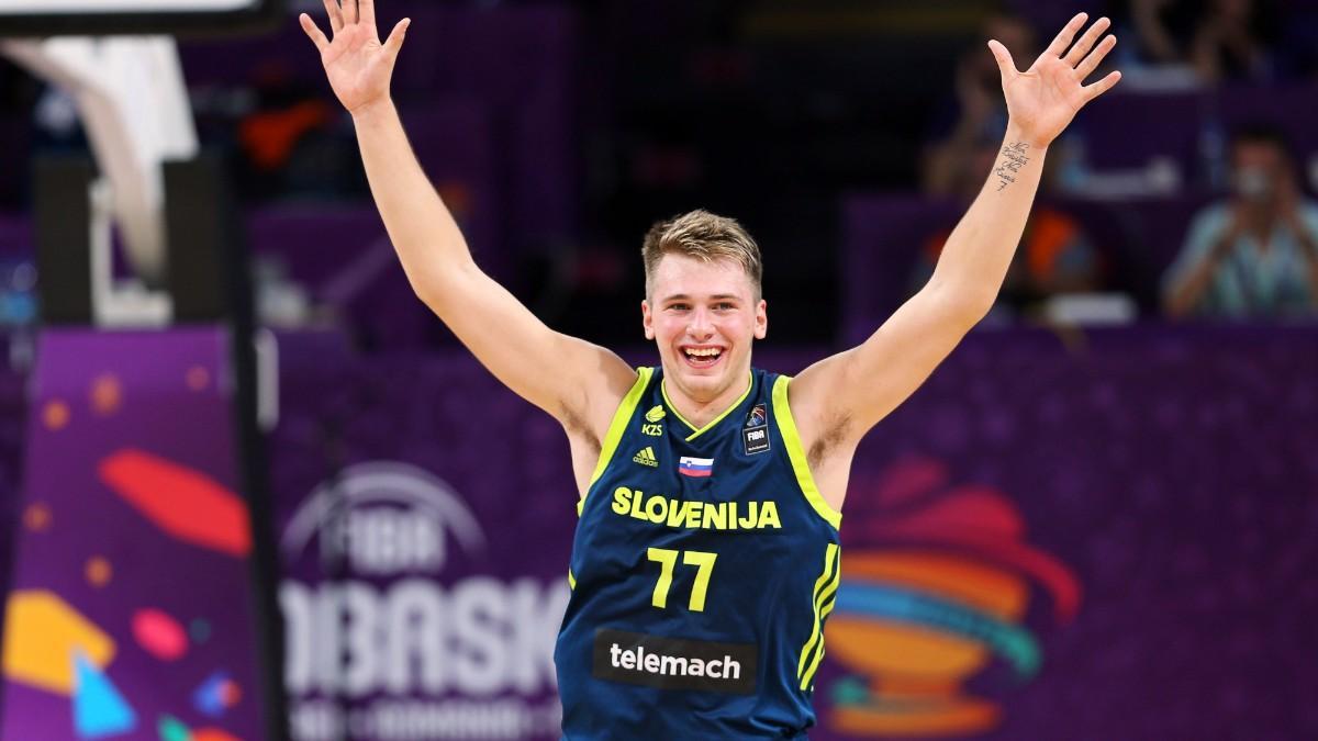 Luka Doncic, celebrating its score against Spain at the Eurobasket 2017