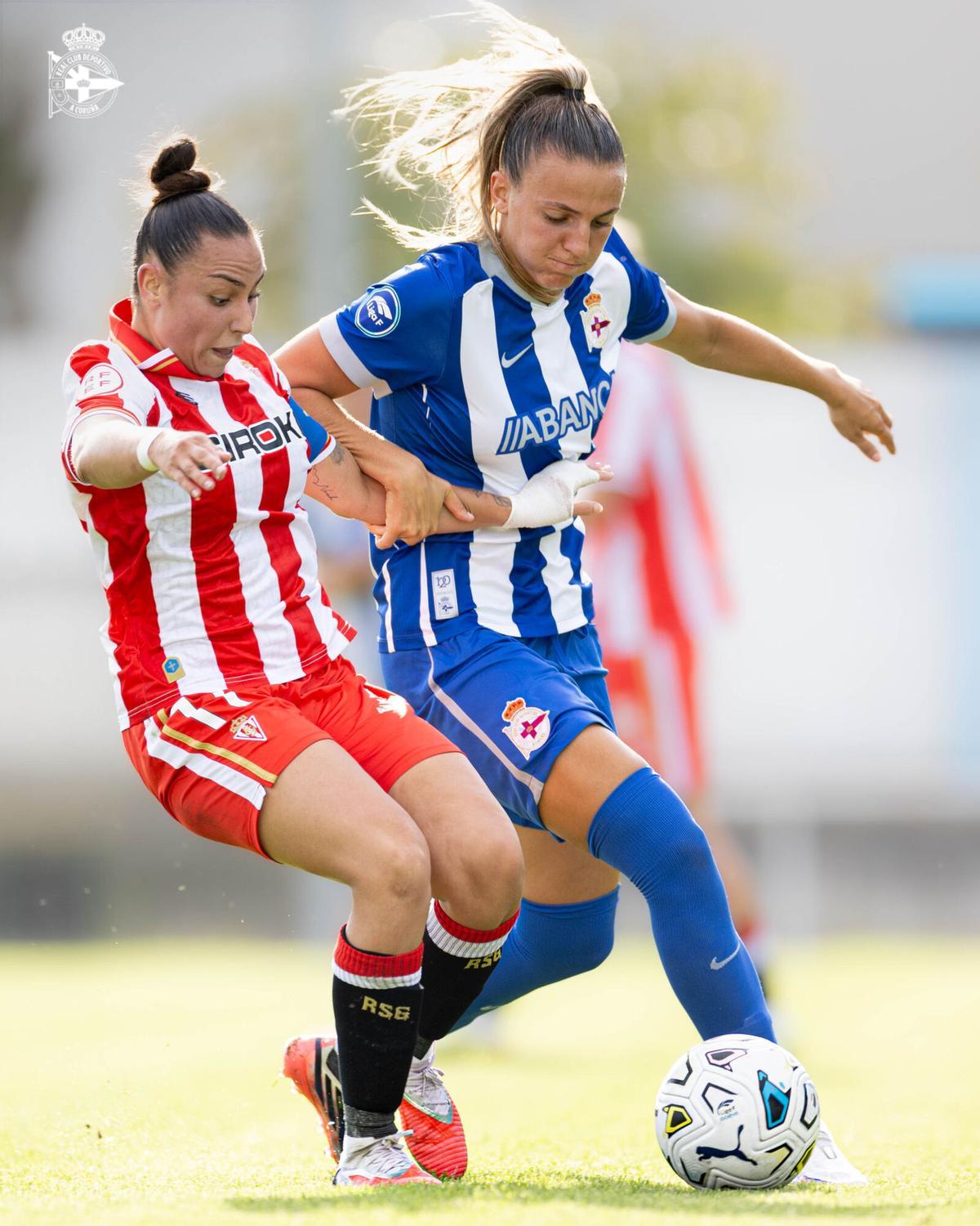 Millene pugna con una jugadora del Sporting.