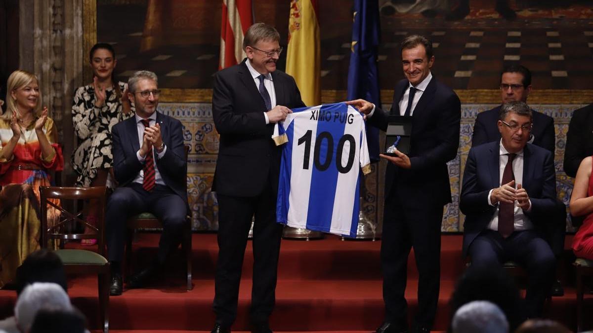 Ximo Puig junto a Carlos Parodi, presidente del Hércules CF