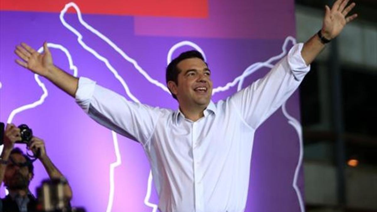 Alexis Tsipras, este viernes en el mitin de cierre de campaña.