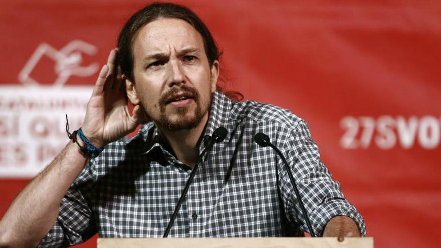 Pablo Iglesias, durante su mitin en Barcelona.