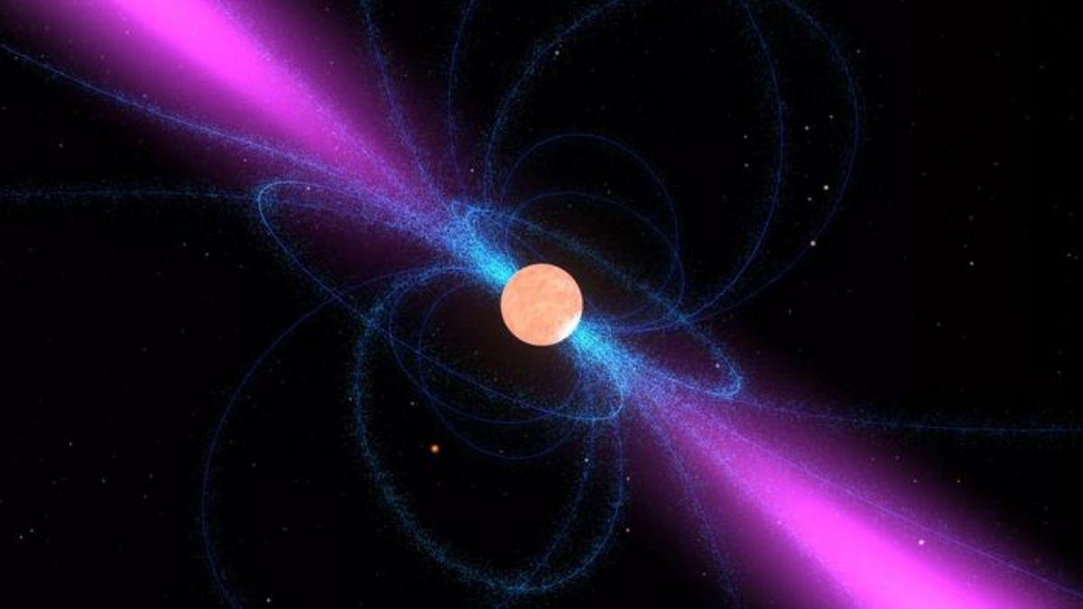 Recreación artística de una estrella de neutrones que puede detectarse como un púlsar de radio.