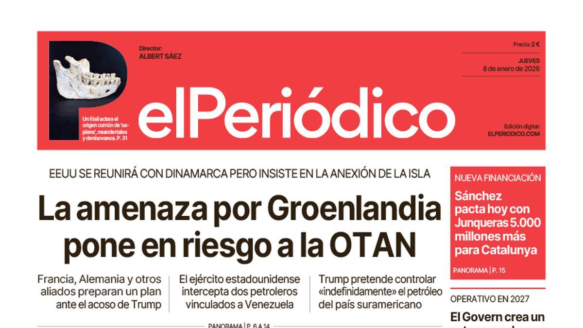 La portada de EL PERIÓDICO del 8 de enero de 2026
