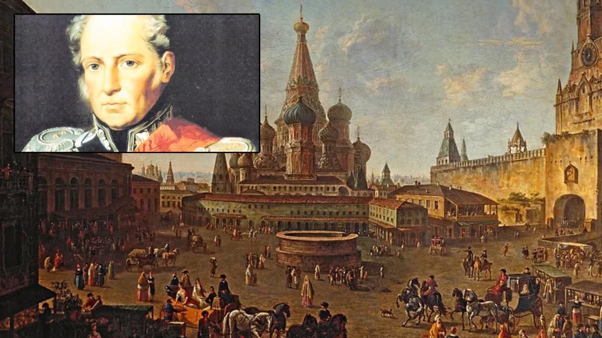 Un cuadro de Fiódor Alekséyev de la Moscú de principios del siglo XIX y un retrato de Agustín de Betancourt.