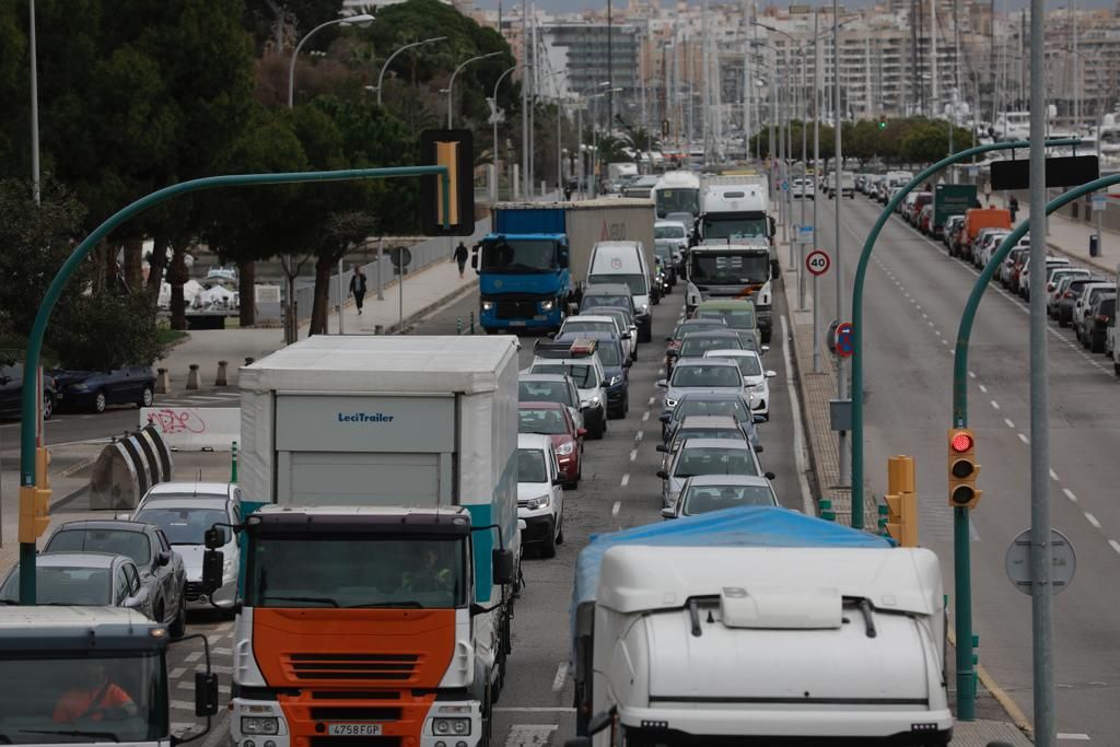 Protesta de transportistas en Palma