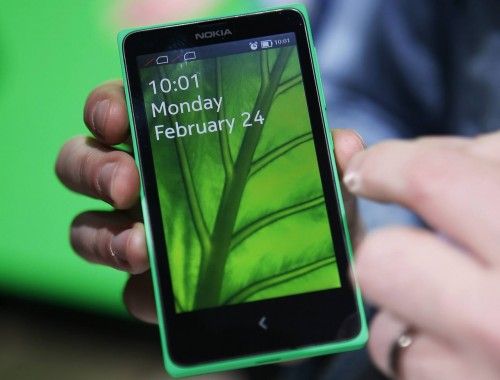 The Nokia X is shown at its unveiling at the Mobile World Congress in Barcelona