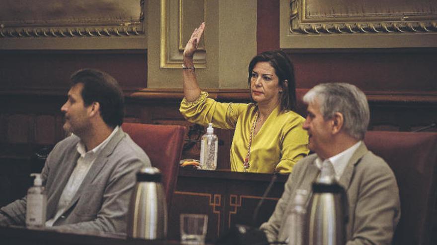 La nueva concejal de Cs en la capital, Evelyn Alonso, divide el voto de su formación y, por lo tanto, del grupo de Gobierno, en el pleno celebrado ayer