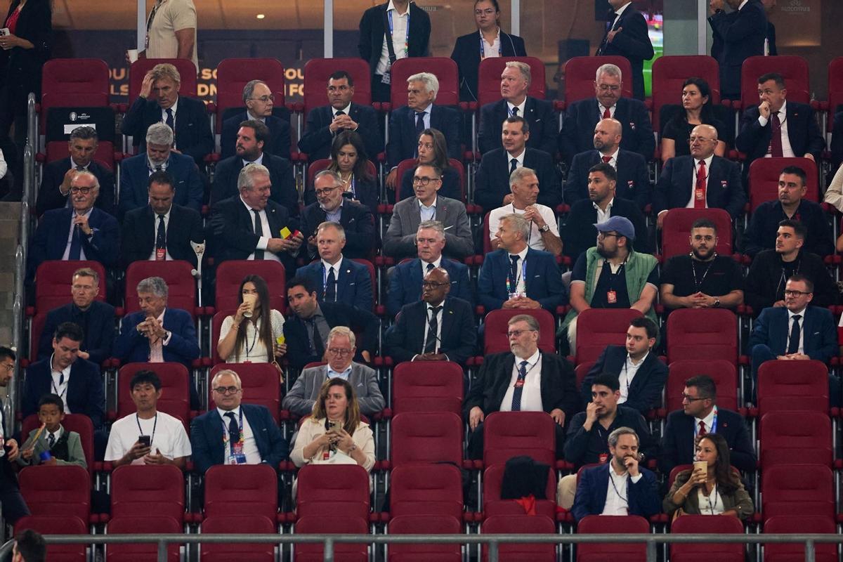 Deco, en la tercera fila, vio el España-Albania en Düsseldorf