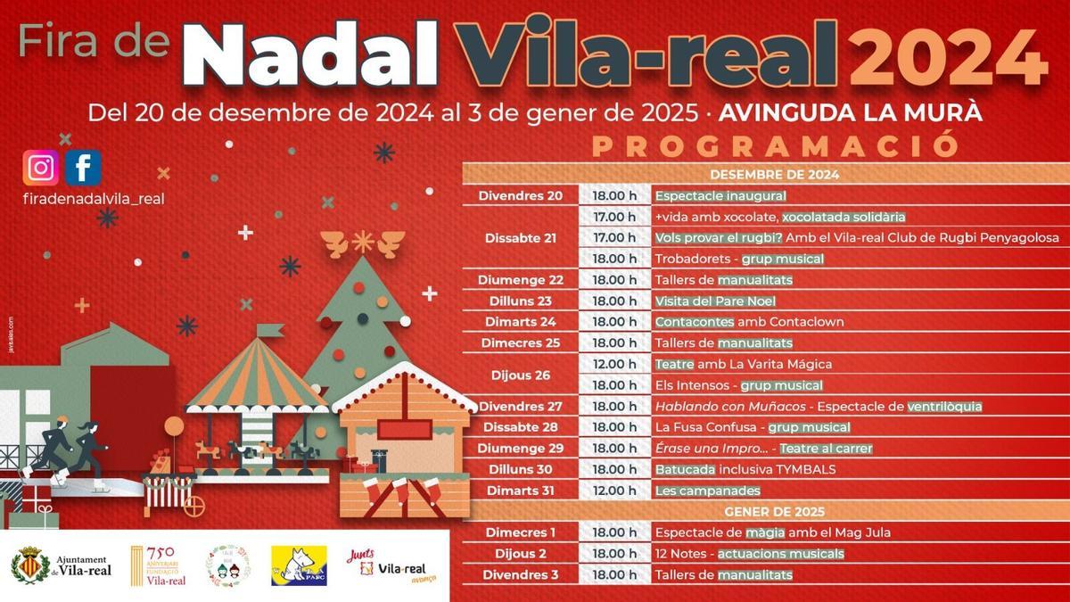 Aquesta és la programació de la pròxima Fira de Nadal a Vila-real.