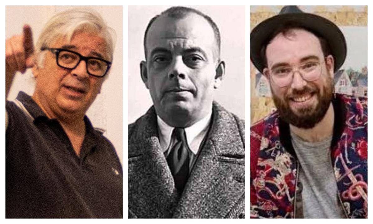 De izquierda a derecha, Javier de Juan, Antoine de Saint-Exupéry y Albert Arrayás. / EPC