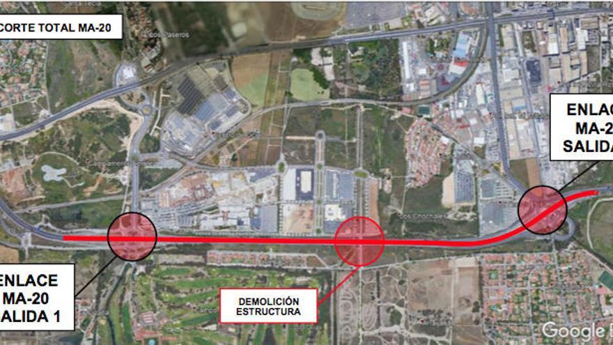 Tráfico prevé el corte total de la A-7 a la altura de Plaza Mayor por obras