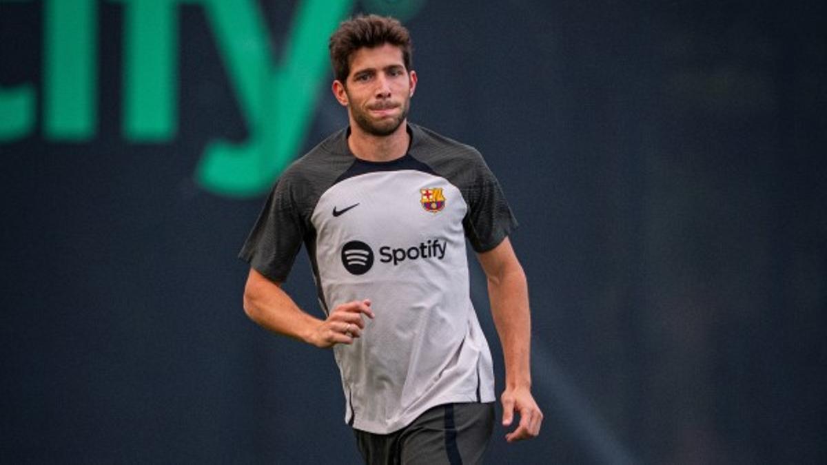 Sergi Roberto, en un entrenamiento del Barça en la ciudad deportiva de Sant Joan Despí.