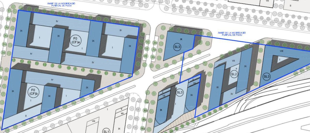 Imagen de los solares resultantes para Endesa y Mapfre en la segunda línea de Llevant. | AJUNTAMENT