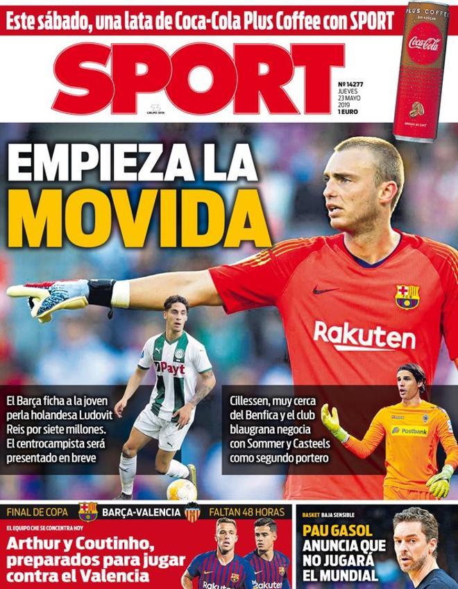 Portada de SPORT del 23 de mayo del 2019