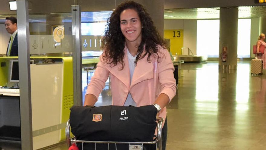 Andrea Falcón, a su llegada a Gran Canaria la semana pasada tras disputar el Mundial de Francia.