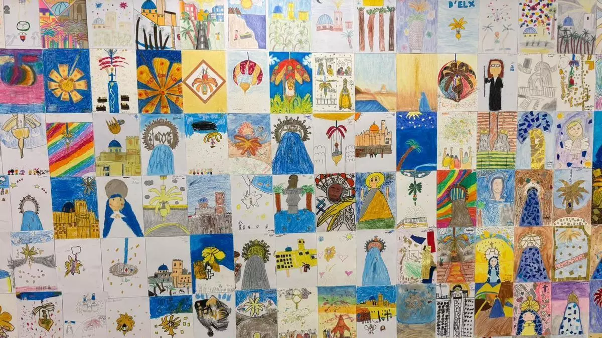 El XXV aniversario del Patrimonio de la Humanidad del Misteri d'Elx empapela de dibujos escolares la Casa de La Festa