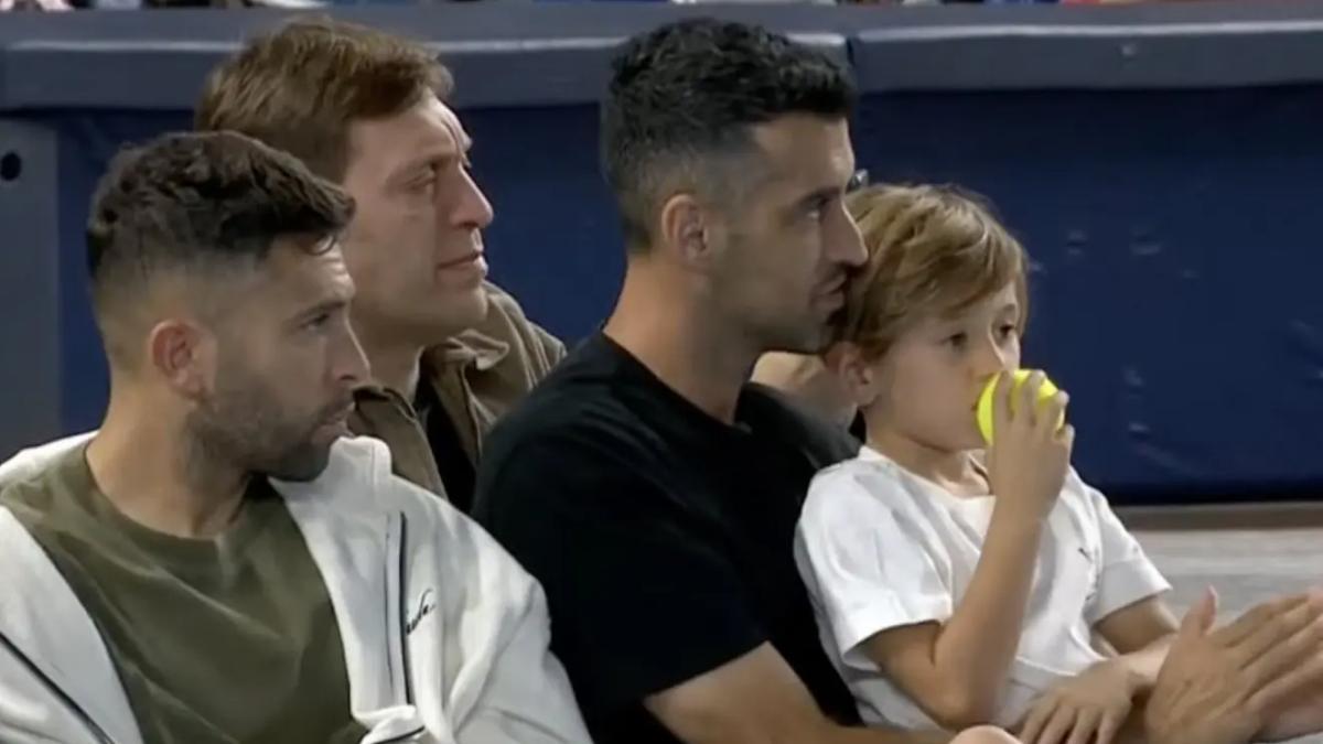 Jordi Alba y Sergio Busquets, en la exhibición de Alcaraz en Miami