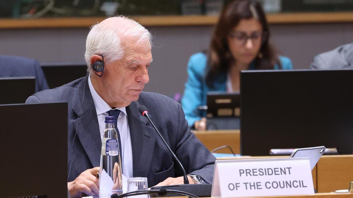 Josep Borrell durante una reunión en Bruselas.