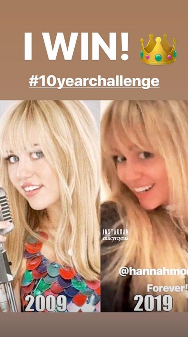 Miley Cyrus se lleva el mejor premio al #10yearchallenge