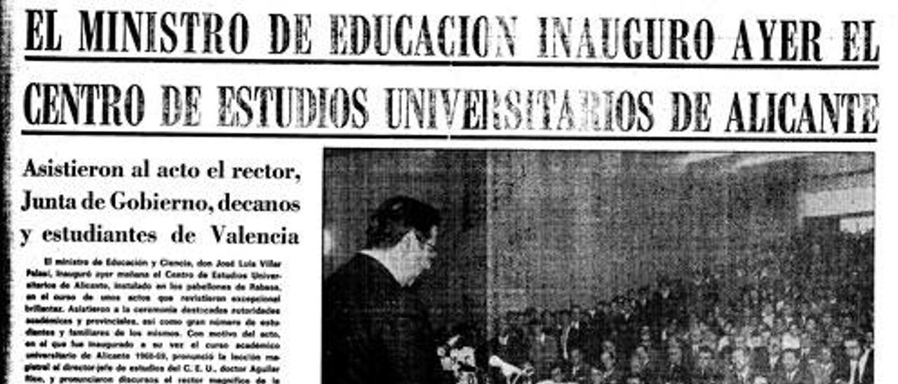 Dos de las páginas que INFORMACIÓN dedicó en 1968 a la apertura del CEU.