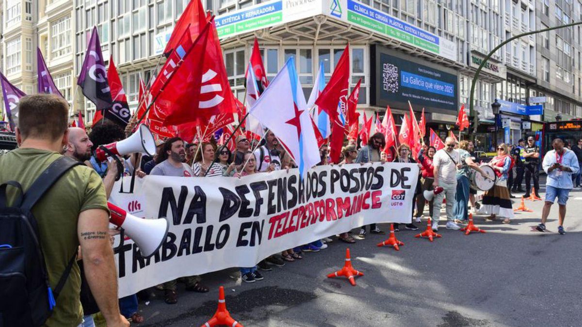 Protesta de trabajadores de Teleperformance. | Casteleiro/Roller A.